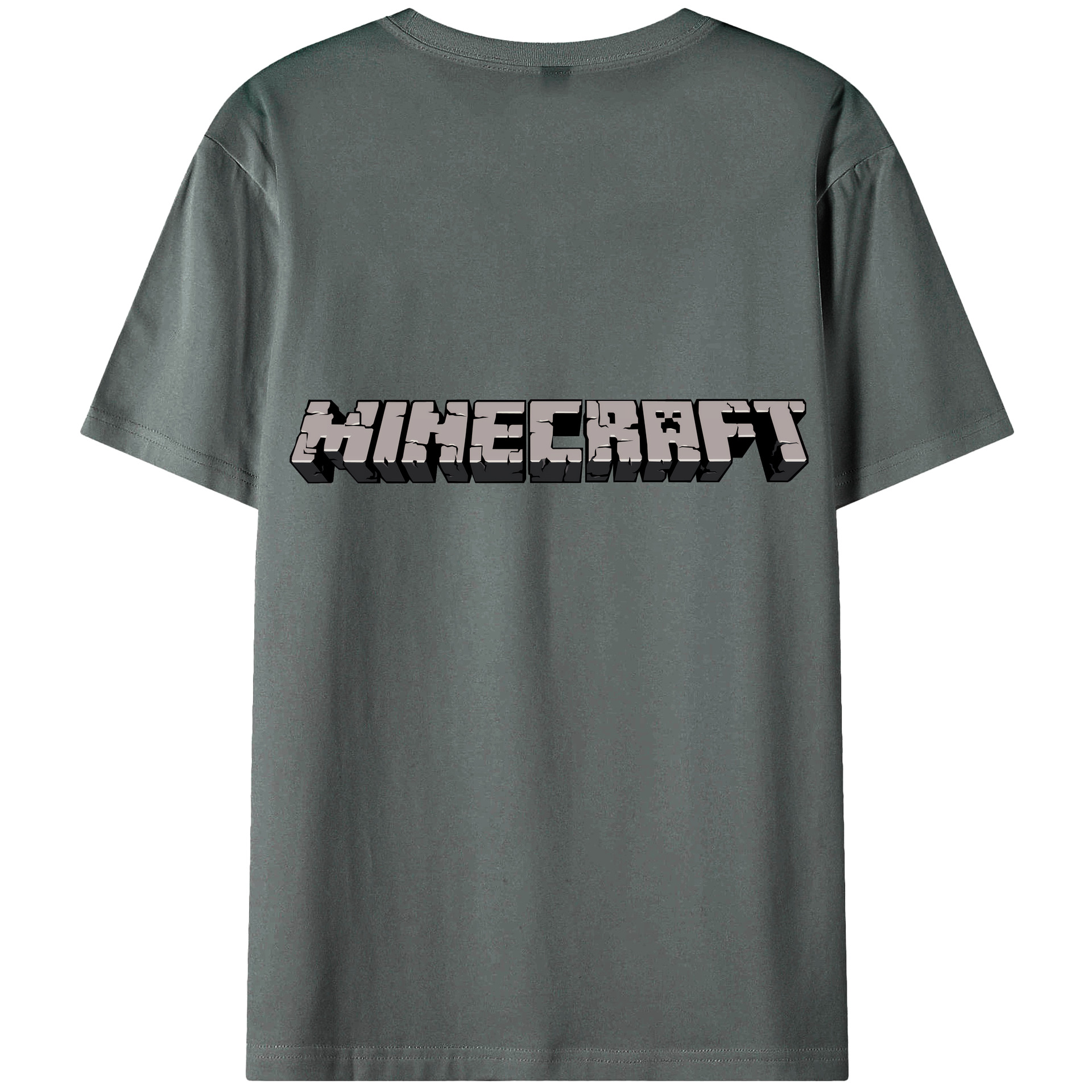 （画像用） マインクラフト ブロックの世界 Minecraft MC Block world 綿100％ メンズ半袖Tシャツ（バックプリント） 通気性